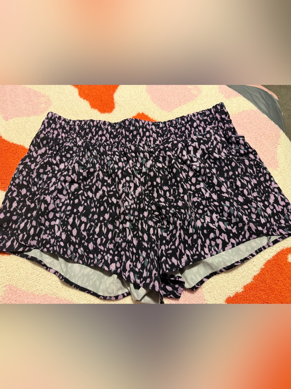 Athletic Works Black and Pink Printed Athletic Shorts